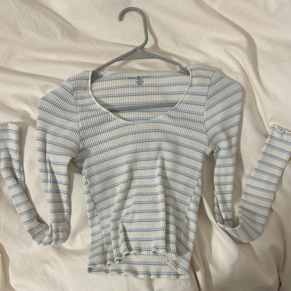 Striped Blue and White Women's Top